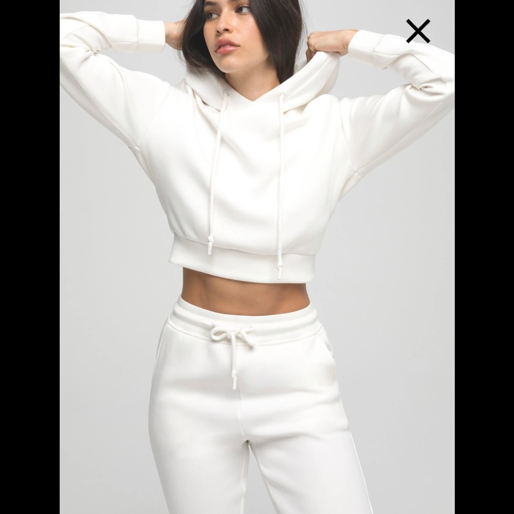 NWT Good American Scuba Cropped Hoodie & Sweats (Ivory).